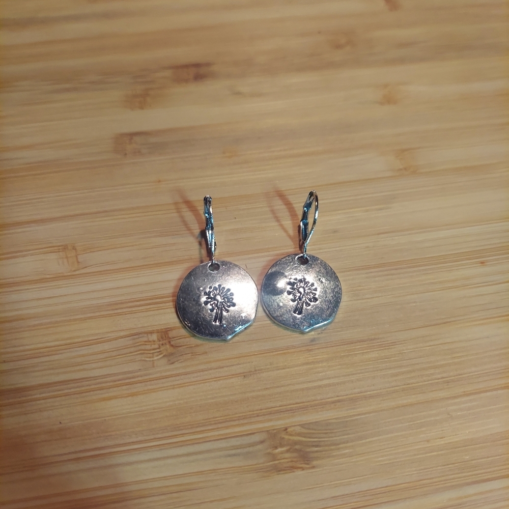 Women's Bohemian wish Dandelion flower Earrings dagle silver color - Picture 3 of 4